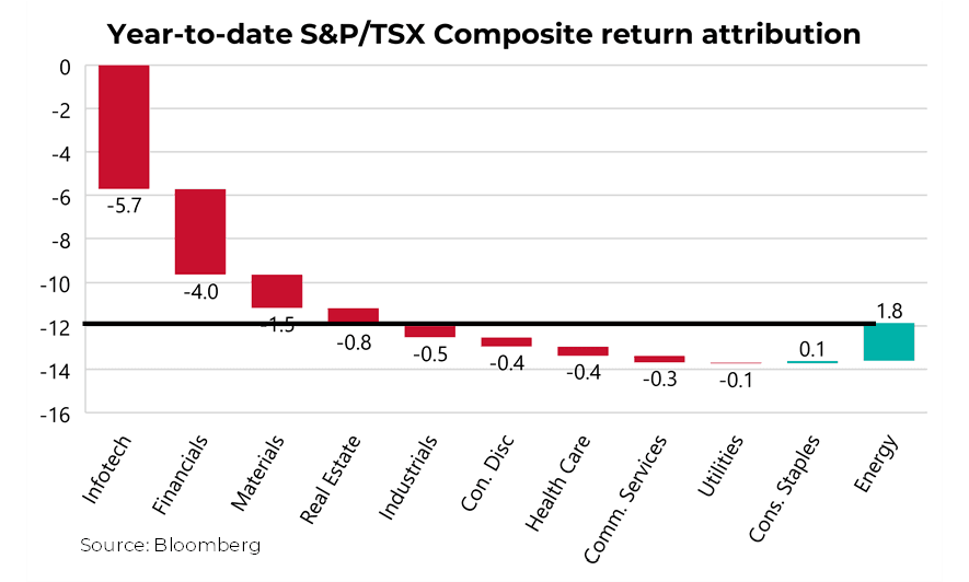 YTD S&P/TSX Composite return attribution