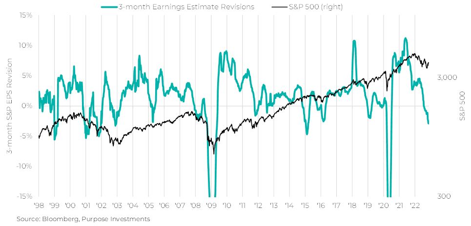 Negative earnings revisions do not support the market