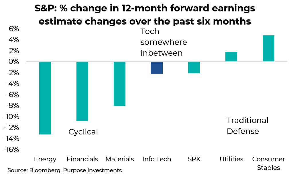 % change in 12-month forward earnings estimate