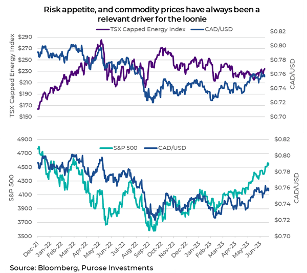 Risk appetite, and commodity prices have always been a relevant driver for the loonie