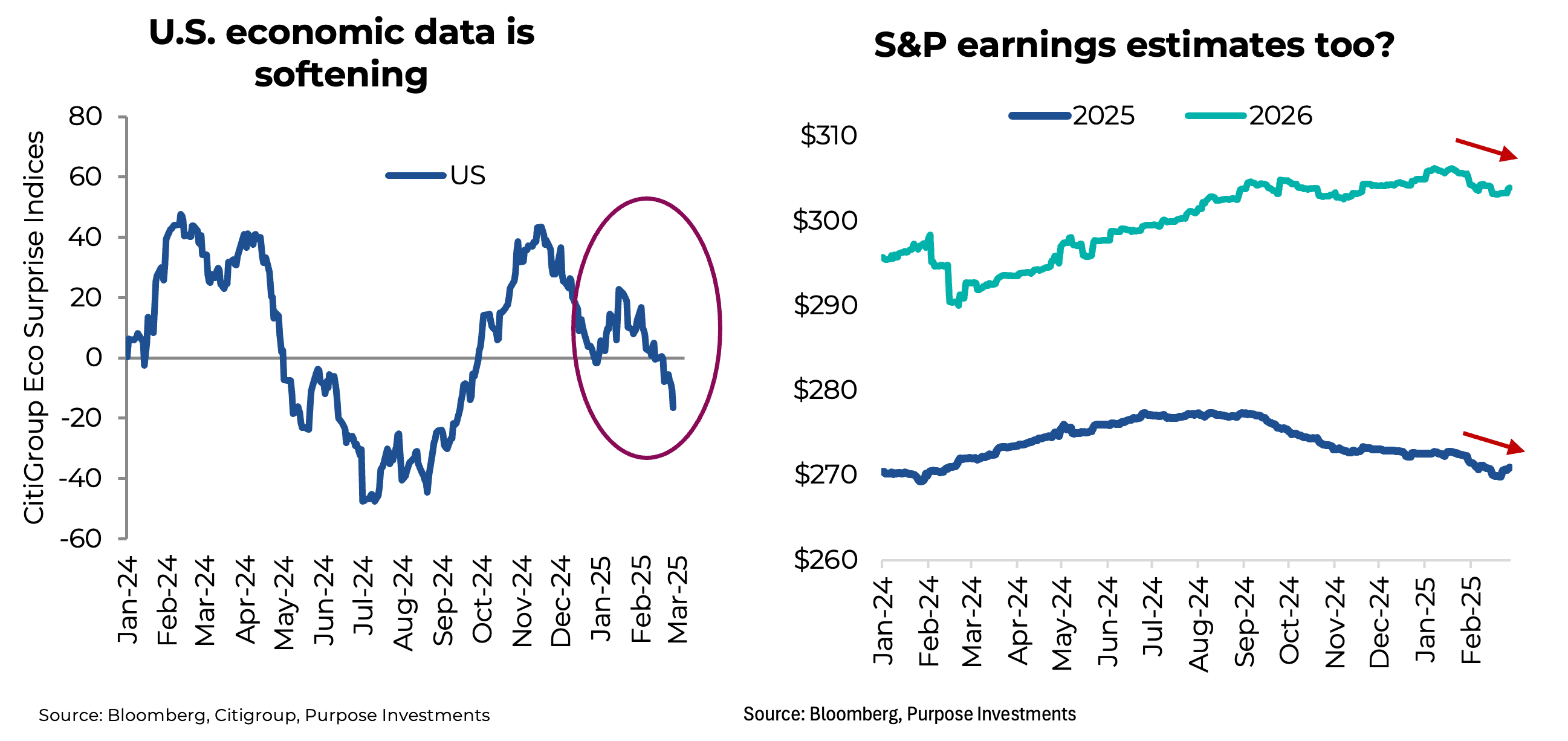 US economic data is softening. S&P earnings estimates too?